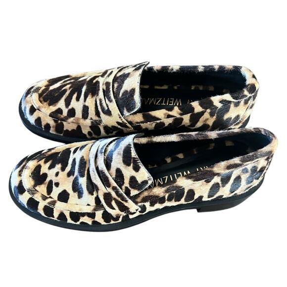 Stuart Weitzman Palmer Bold Penny Loafer Calf Hair Leopard Print NEW Size 7.5 - Picture 4 of 13